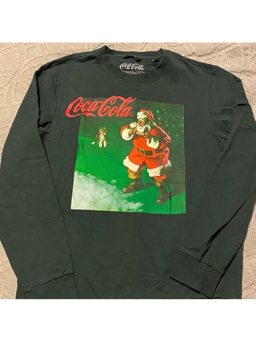 NWOT Only Sons GREEN Coca Cola Santa top.